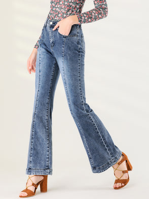High Waist Flare Retro Stretchy Denim Pants Bell Jeans