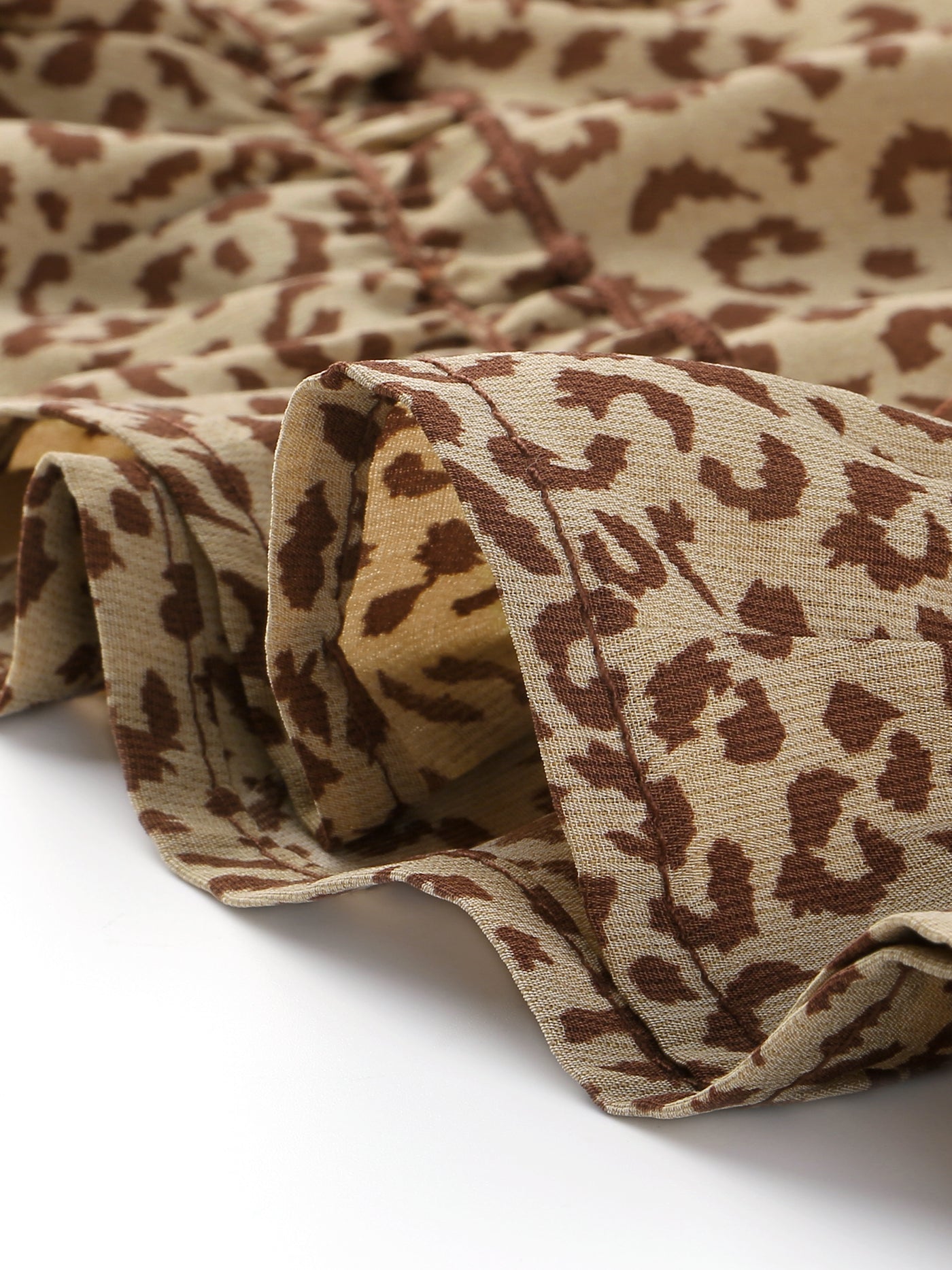 Allegra K Tiered Layered Ruffle Elastic Waist Leopard Mini Skirt
