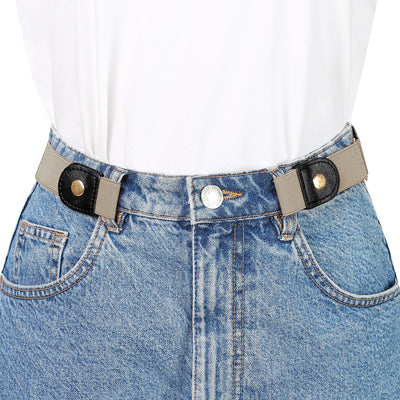 Invisible Elastic Snap Button Jeans Pants No Buckle Belt