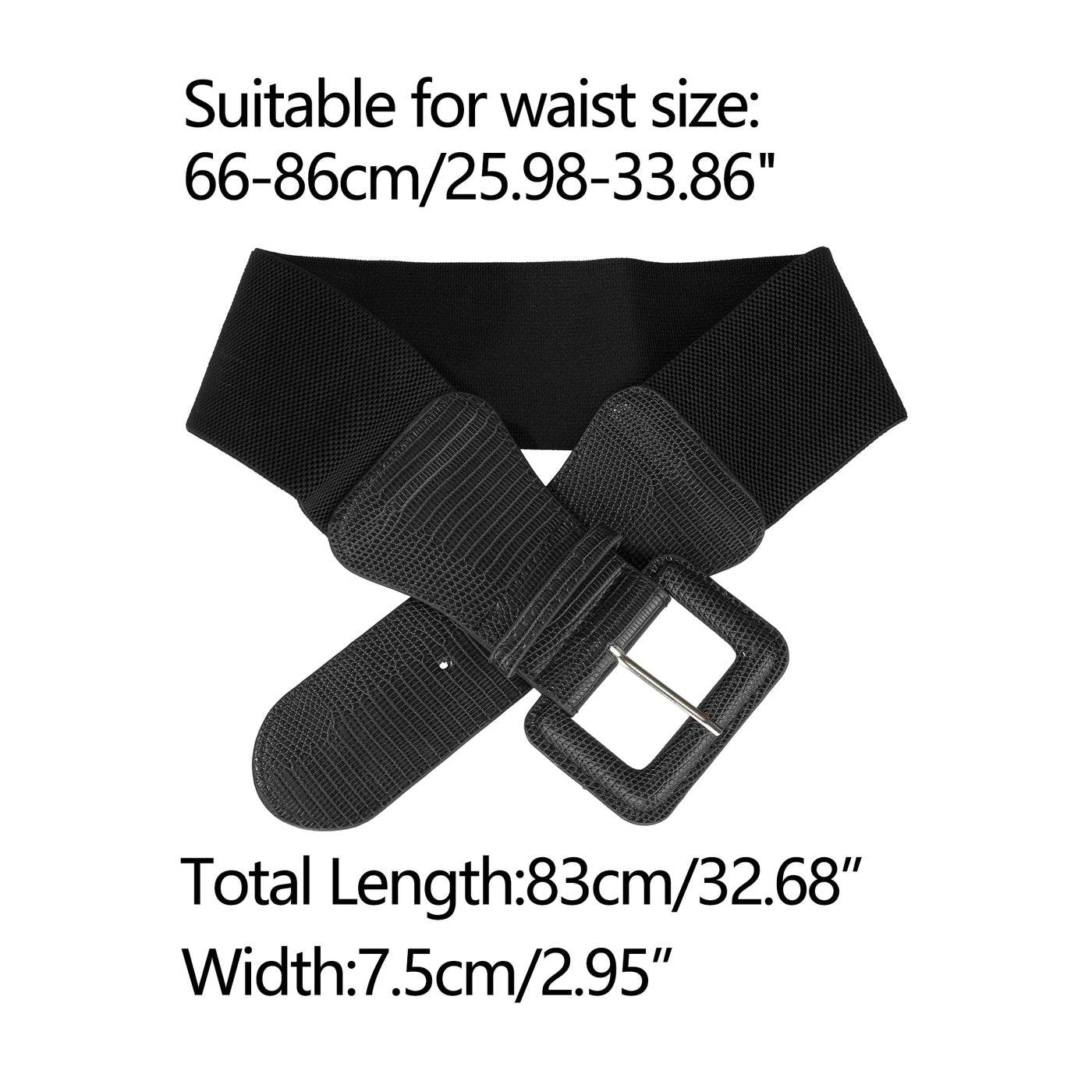 Allegra K Elastic Waist Rectangular Chunky Buckle Wide Belts