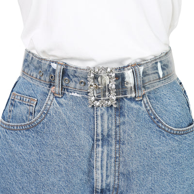 Ladies Grommet Clear Waist Transparent Pin Buckle Jeans Belt