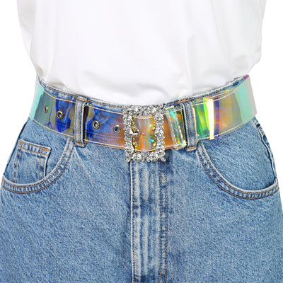 Ladies Grommet Clear Waist Transparent Pin Buckle Jeans Belt