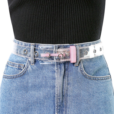 Allegra K Grommet Clear Waist Plus Size Waist Jeans Dresses Belts