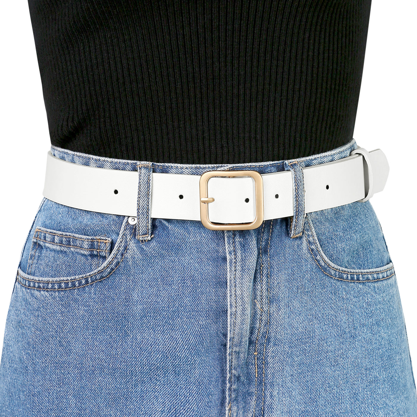 Allegra K Dresses Jeans Pants Pin Buckle Soft Wide Waist Belt
