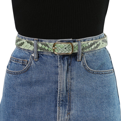 Faux Leather Metal Pin Buckle Woven Waist Jeans Dress Belt