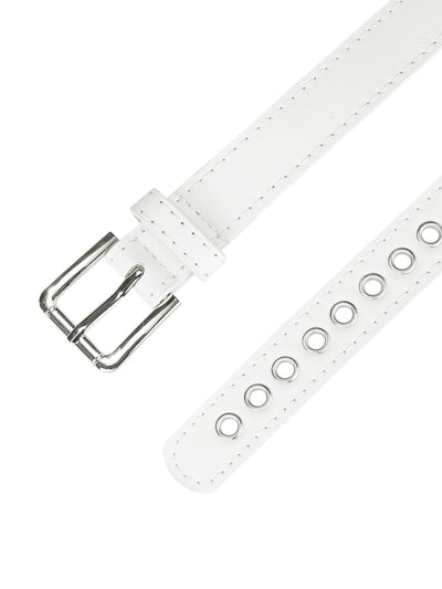 Women Grommet Belt PU Leather Metal Buckle Skinny Waist Hollow Belts