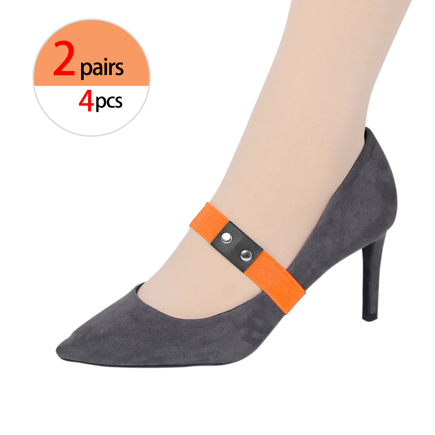 Allegra K Detachable Heels Pumps Belt Band Elastic Shoe Ankle Straps