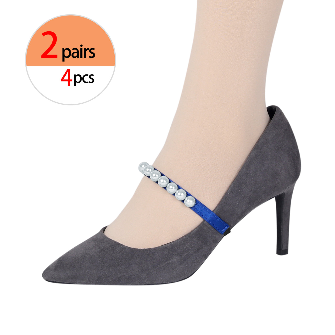 Allegra K Beads Shoelaces Elastic Detachable Shoe Strap for Heels 2 Pairs
