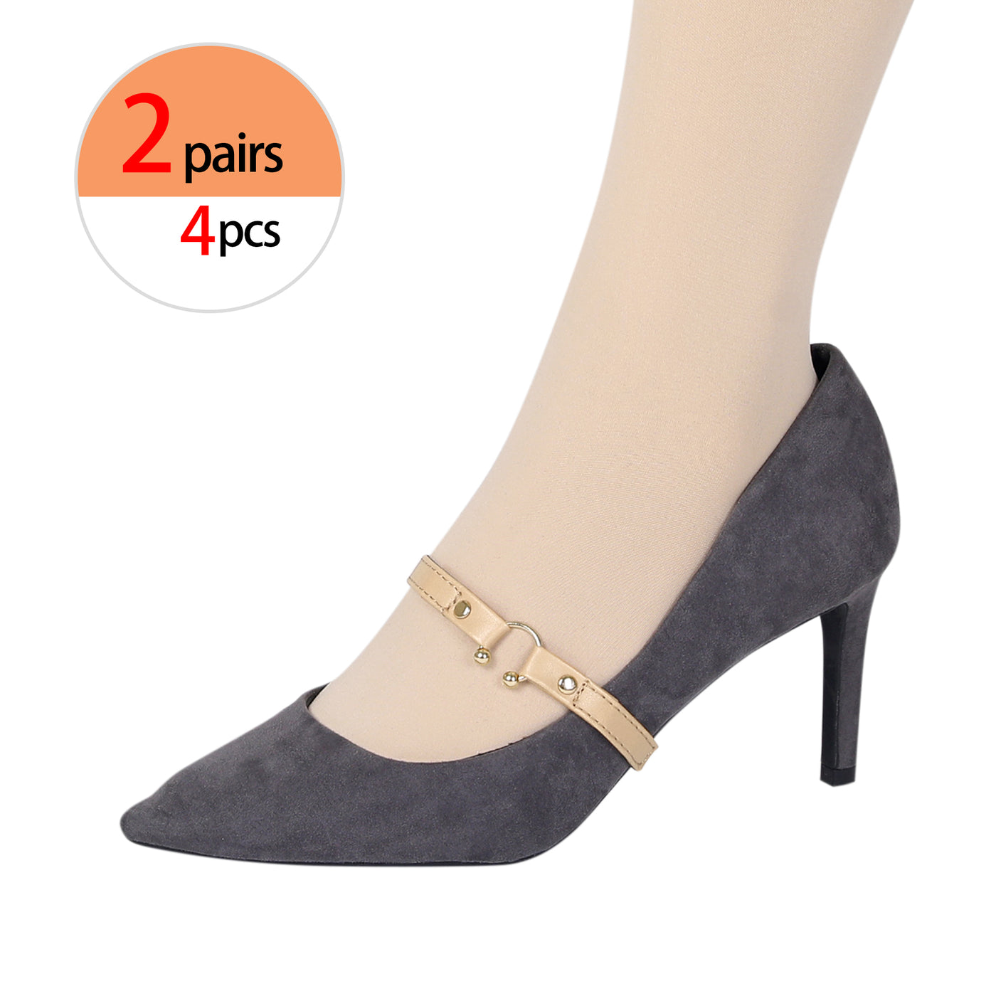 Allegra K U Shape Shoe Lace Belt Heels Ankle Detachable Elastic Straps