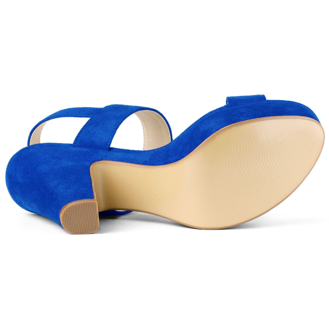 Allegra K Faux Suede Platform Chunky High Heel Slingback Sandals