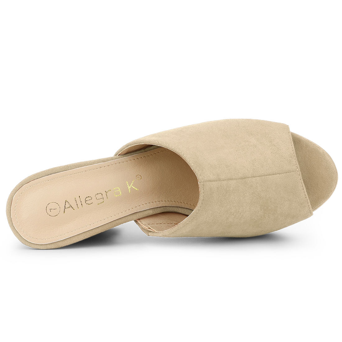 Allegra K Faux Suede Open Toe Platform Chunky Heel Slide Sandals