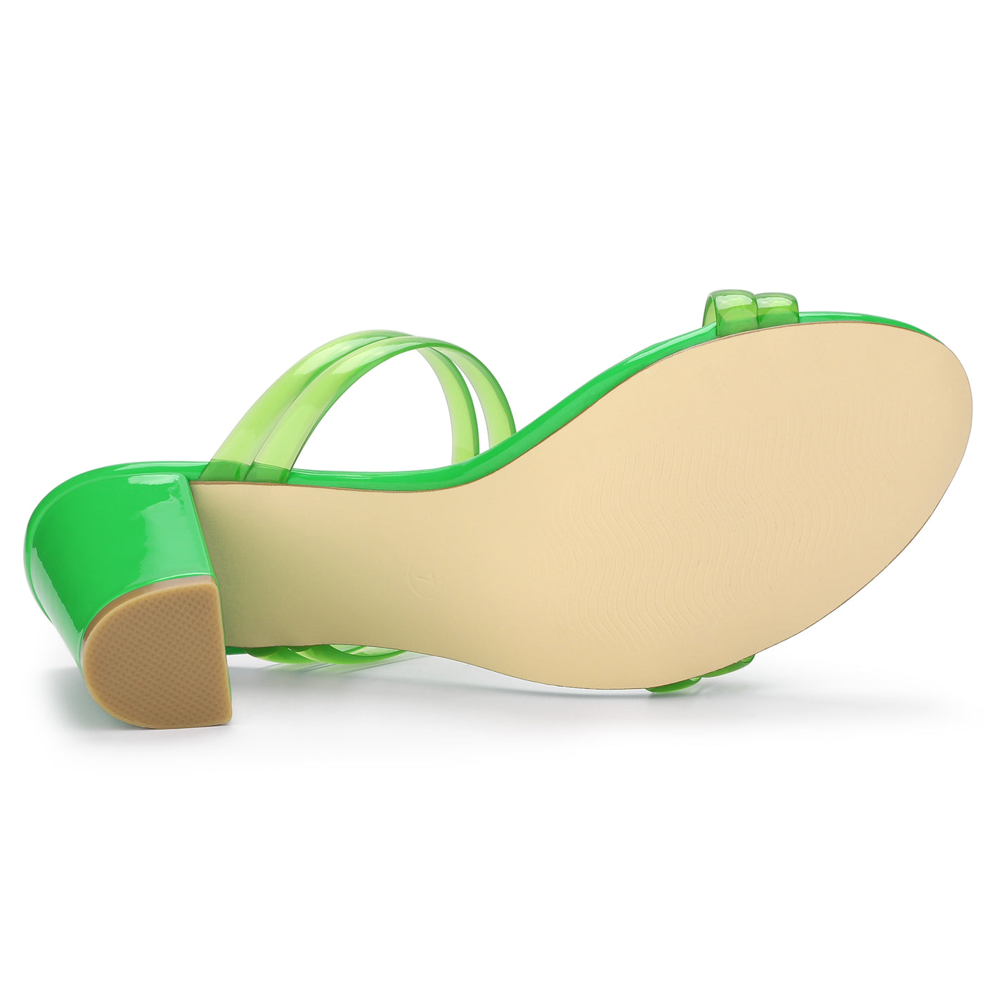 Allegra K TPU Clear Strappy Slide Mule Block Heel Sandal
