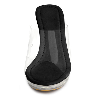 Clear Heel Platform Open Toe Chunky Slides Sandals