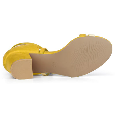 Open Toe Color Block Heel Lace Up Sandals