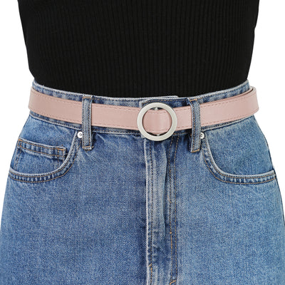 O Ring Metal Buckle Thin Nonporous Jeans Dress Waist Belt