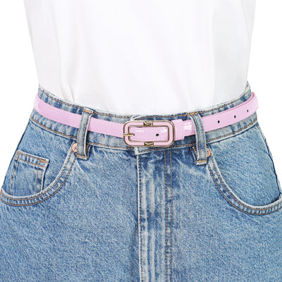Skinny Casual PU Leather Dress Jeans Thin Waist Belt