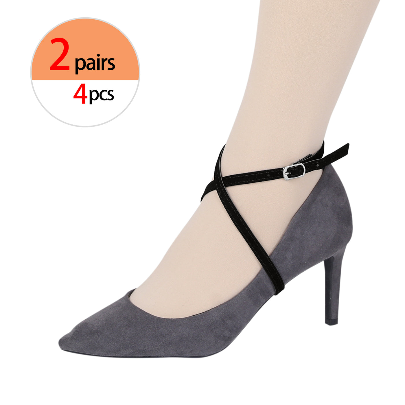 Allegra K Adjustable Detachable Crossed Heels Buckle Anti-Slip Shoe Straps