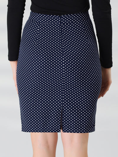 Dots Printed Work Knee Length Bodycon Pencil Skirt