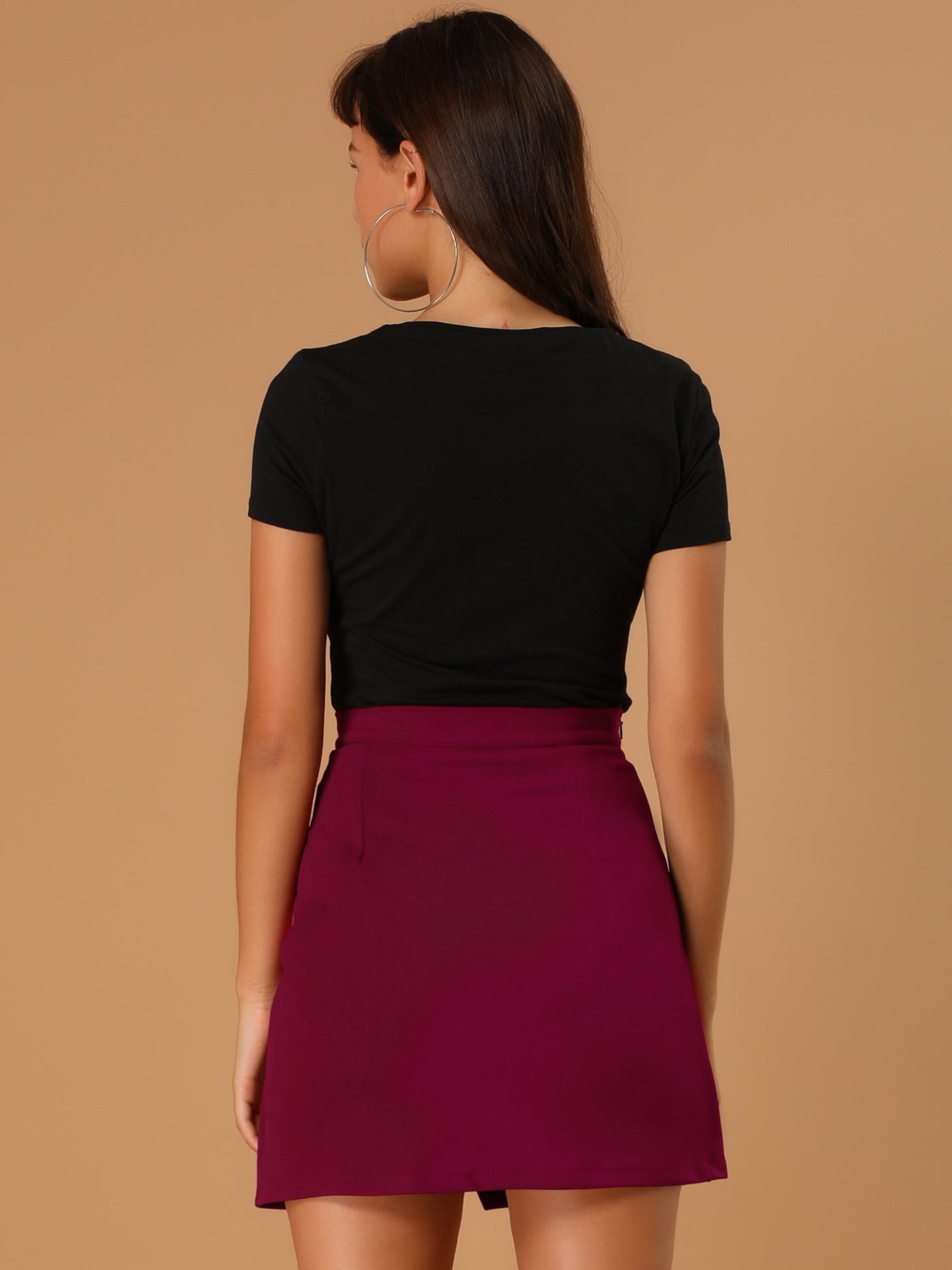 Allegra K High Waist Slit Summer Casual Asymmetrical Mini Skirt