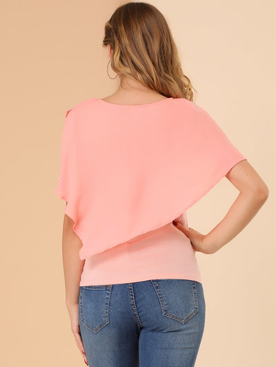 Blouse Chiffon Flowy Loose Overlay Soft Poncho Top
