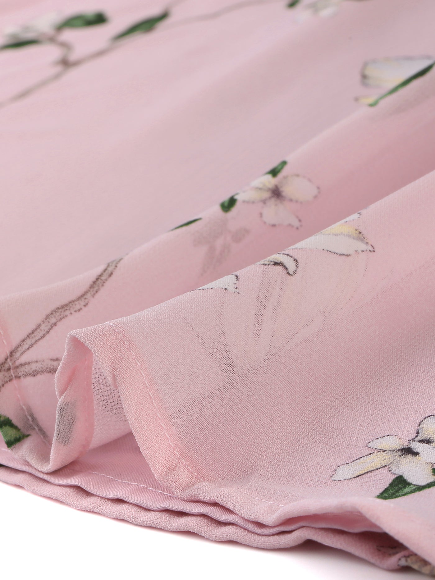 Allegra K Floral Print A-line V Neck Long Sleeve Chiffon Belted Mini Dress