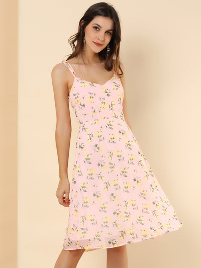 Spaghetti Strap Dress A-Line Smocked Beach Summer Floral Sundress