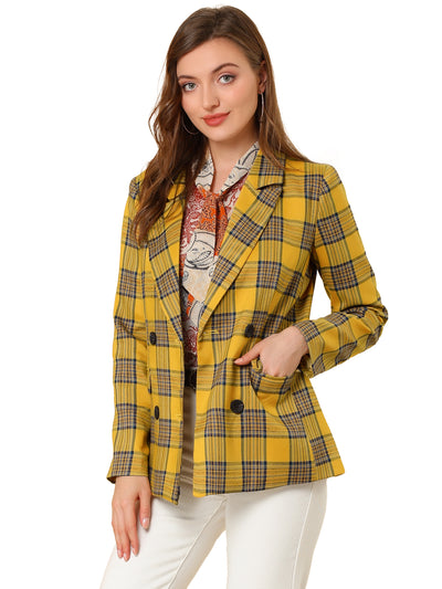 Notched Lapel Double Breasted Work Formal Blazer