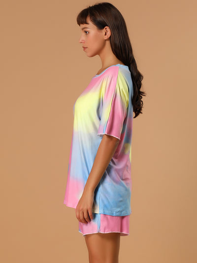 Tie Dye Summer Short Sleeve Loungewear Pajamas Set