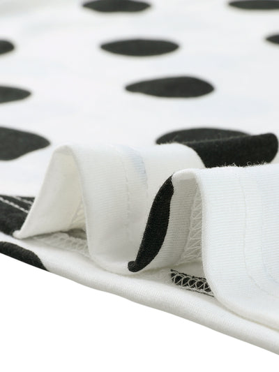 Cute Round Neck Short Sleeve Pjs Sleepwear Polka Dots Pajama Set