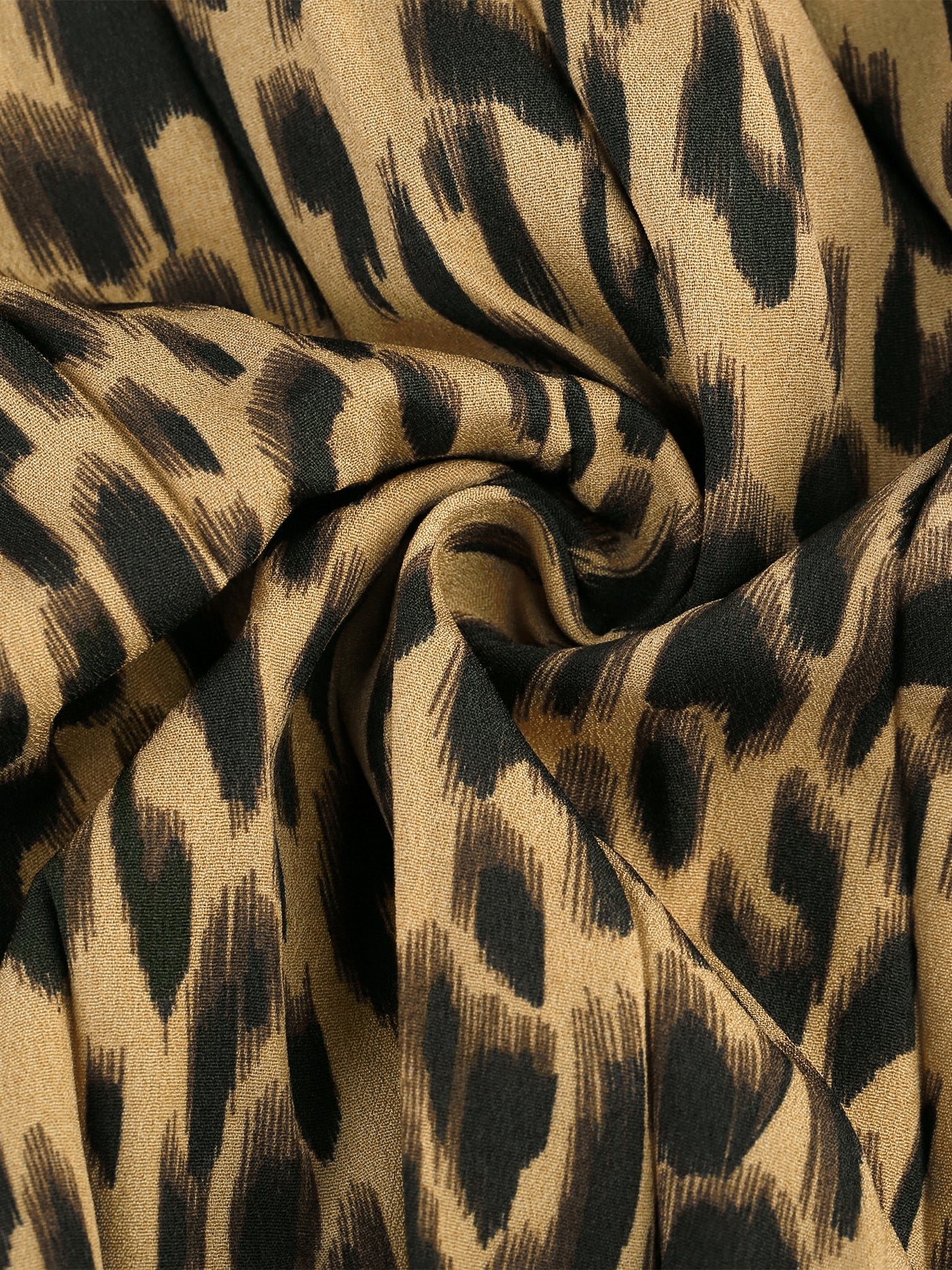 Allegra K Leopard Print Elastic Wasit Swing Shirring Pleat Midi Skirt