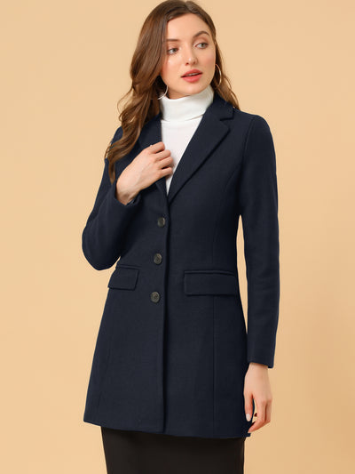 Notched Lapel Single Breasted Outwear Winter Long Coat