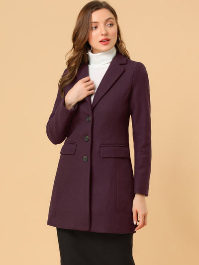 Notched Lapel Single Breasted Outwear Winter Long Sleeve Coat