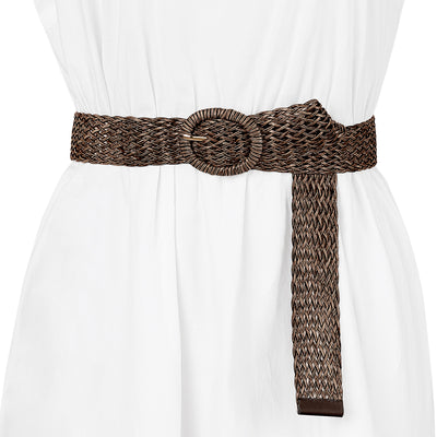 Skinny Waist Braided Dress Round Metal Buckle Adjustable Belts