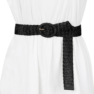 Skinny Waist Braided Dress Round Metal Buckle Adjustable Belts