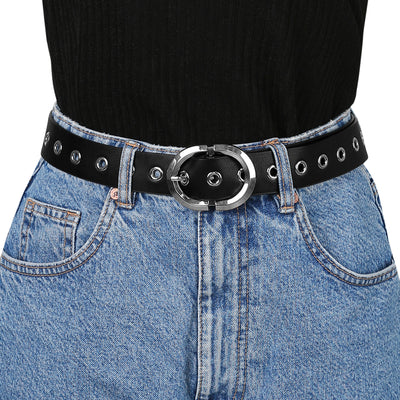 Grommet PU Leather Skinny Plus Size Waist Jeans Dress Belts