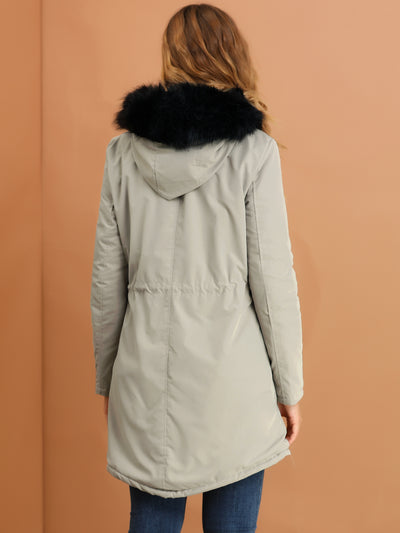 Winter Hooded Coat Down Faux Fur Warm Parka Jacket