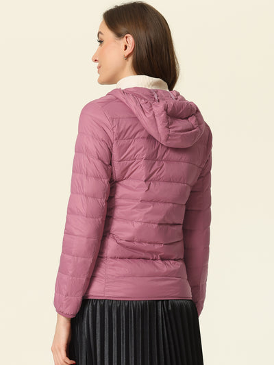 Hooded Packable Long Sleeve Zip Up Down Winter Lightweight Jacket