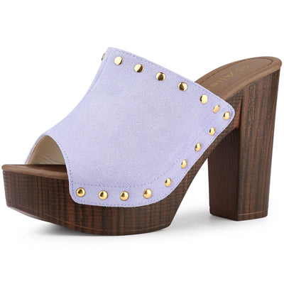 Open Toe Platform Block Heel Slides Sandals