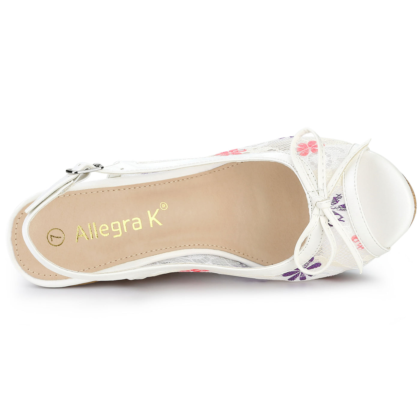 Allegra K Lace Open Toe Platform Wedge Heel Bow Decor Sandals