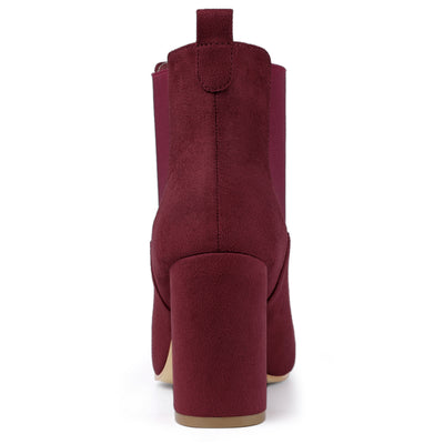 Round Toe Chunky High Heel Ankle Chelsea Boots