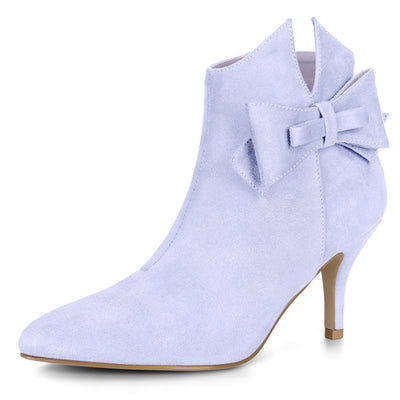 Point Toe Bow Stiletto Heel Ankle Boots