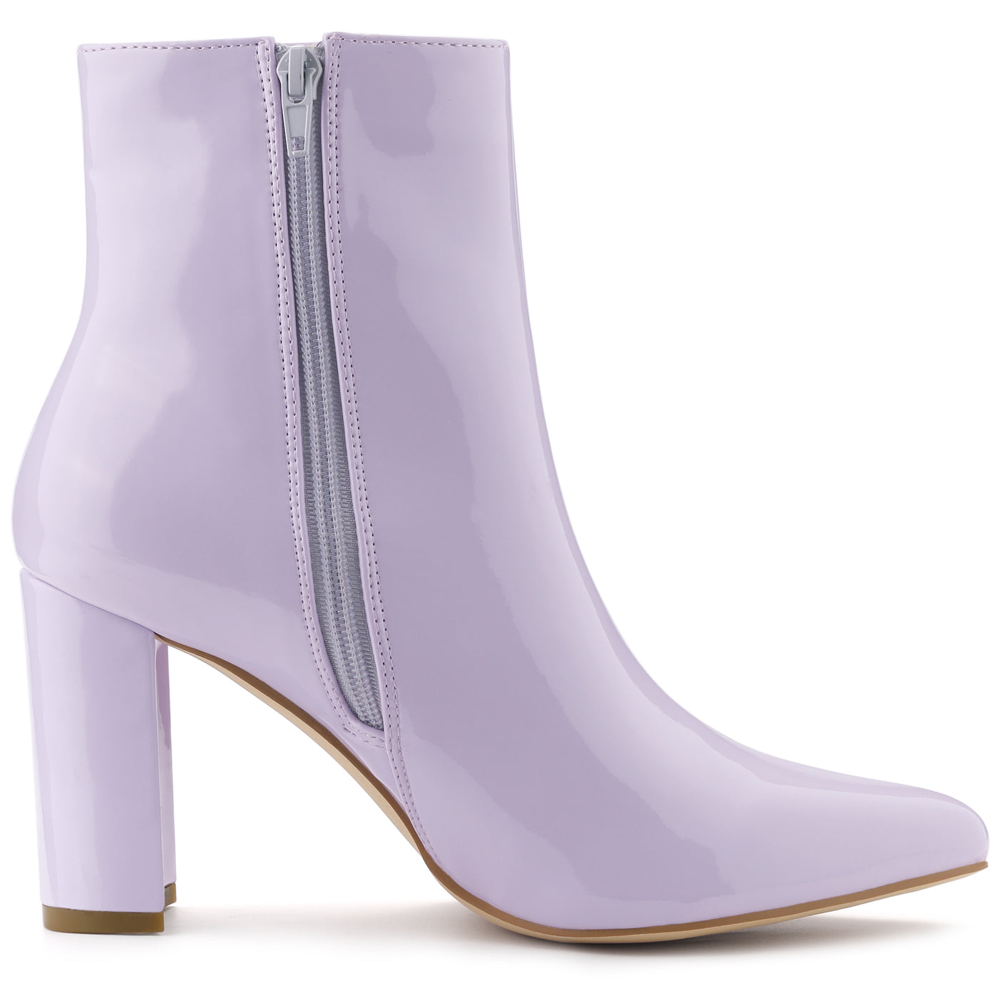 Allegra K Chunky Heel Pointed Toe Zipper Ankle Boots