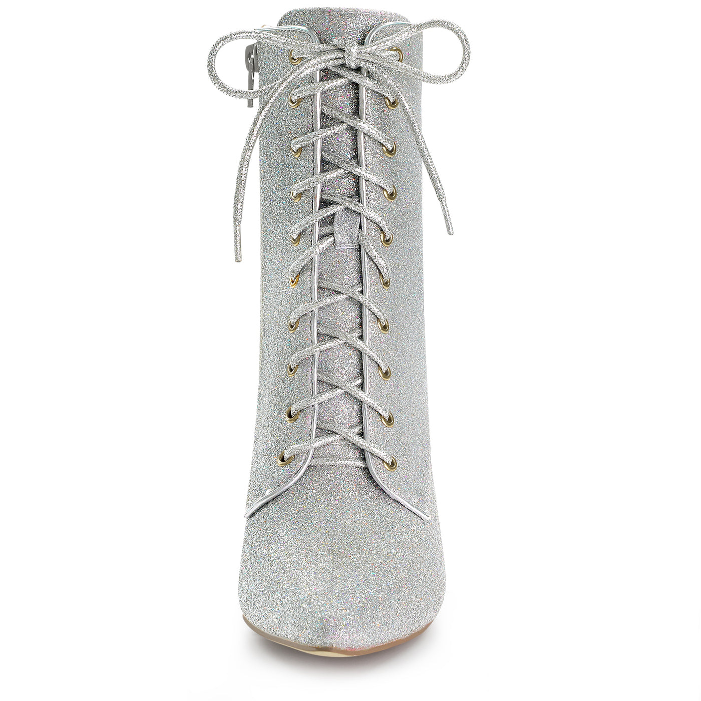 Allegra K Glitter Pointed Toe Block Heel Halloween Ankle Boots