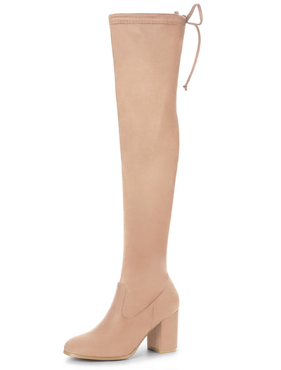 Round Toe Chunky Heel Over the Knee High Boots