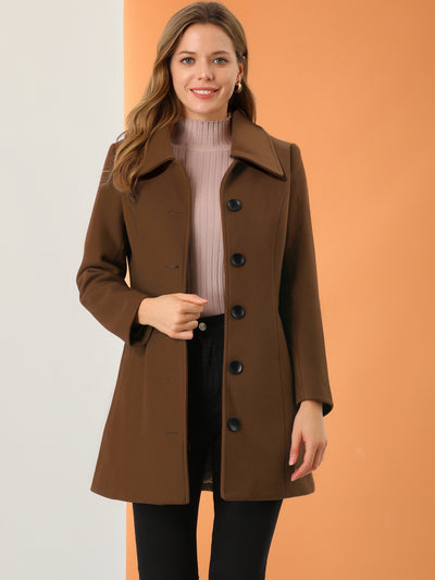 Solid Winter Single Breasted Long Warm Pocketed Pea Coat