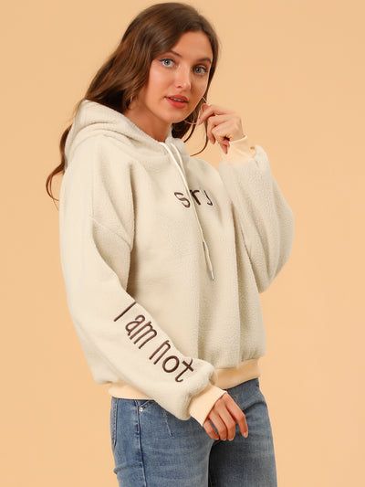 Casual Long Sleeve Letter Print Hooded Pullover Sweatshirt