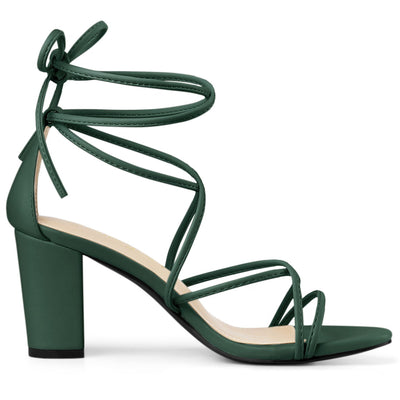 Lace Up Strappy Straps Chunky Heel Sandals