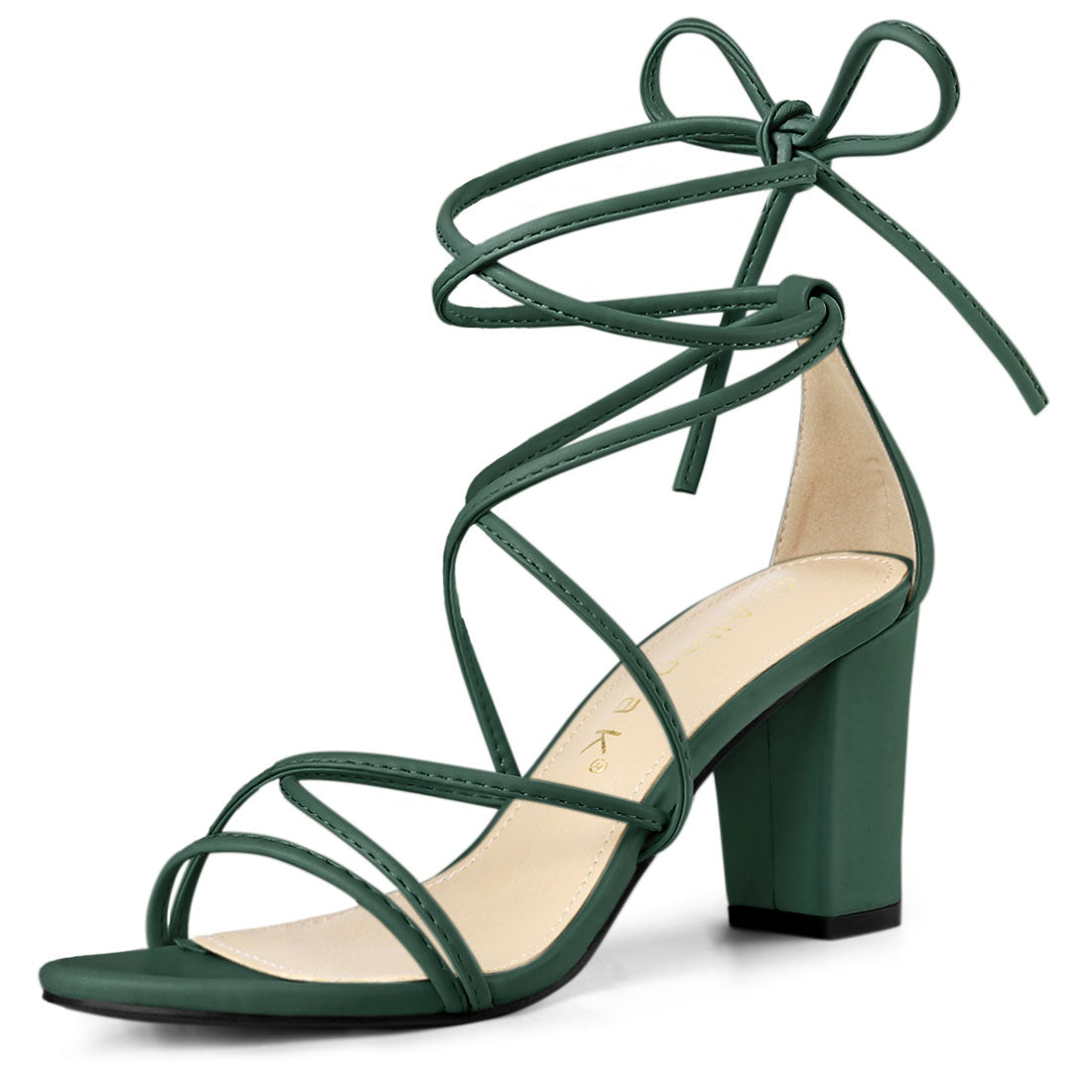 Allegra K Lace Up Strappy Straps Chunky Heel Sandals