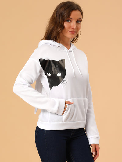 Hoodie Rabbit Ear Cat Print Halloween Cosplay Sweatshirt Tops Blouse