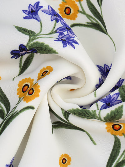 Floral Print Bow Tie Neck 3/4 Sleeve Layered Mini Dress